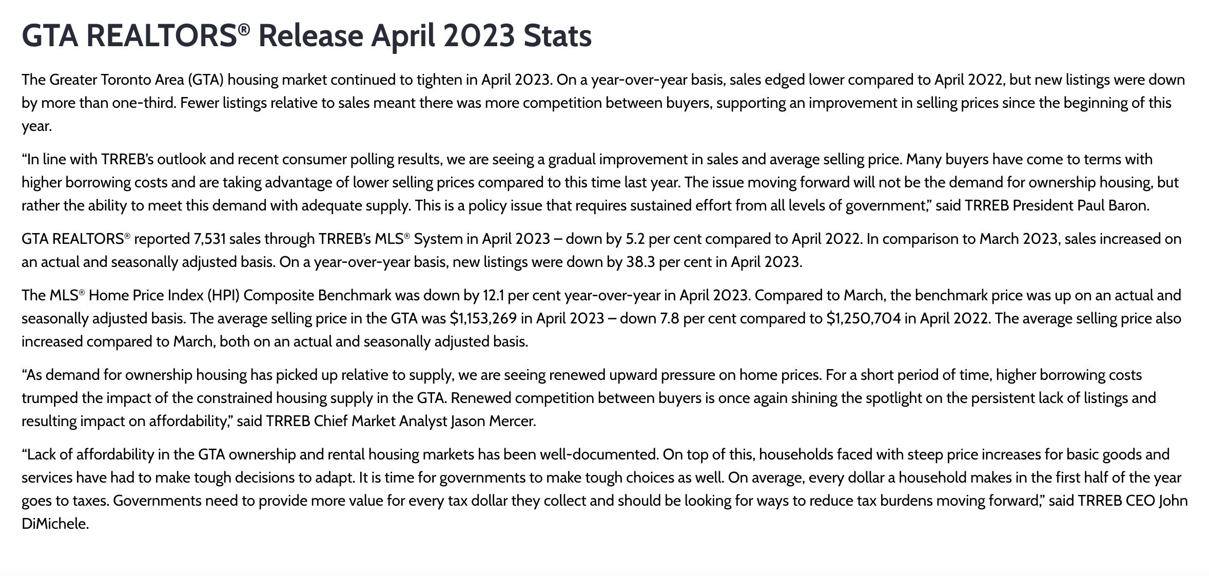 Kawartha Lakes Housing April 2023