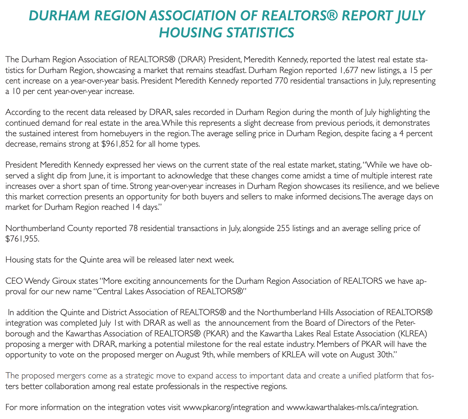 Durham REALTORS® Report July 2023 Housing Statistics